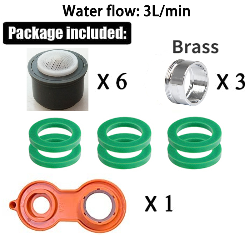 24Mm Kraan Beluchter Vervanging, Water Saver Uitloop Filter Keuken Kraan Beluchters Kit(6 Stuks) kraan Adapter Badkamer: Light Grey