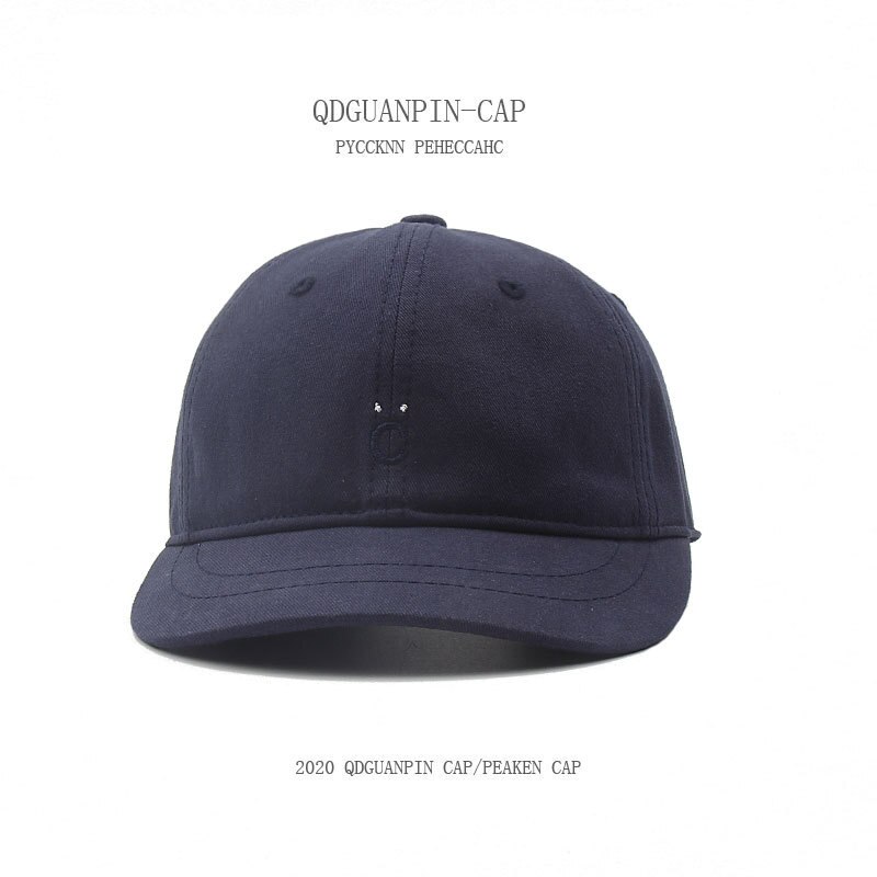 Korean Small Short Brim Visors Hat Street Soft Top Men Women Summer Embroidery Trend Wild Japanese Baseball Cap SA129: Navy blue