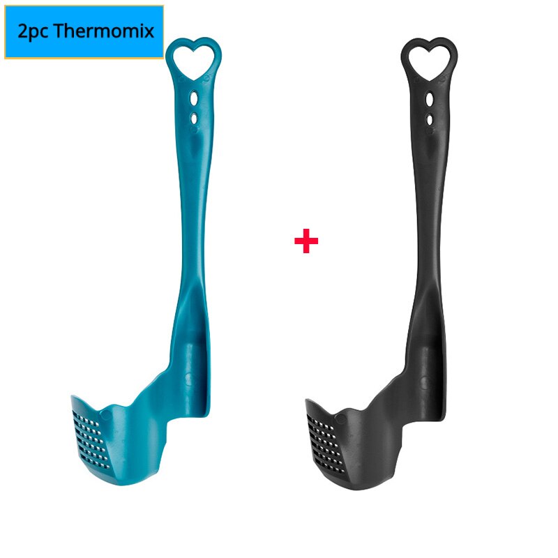Termómetro de cocina giratorio TM6/TM5/TM31, espátula para mezclar, Termomix, eliminación de porciones, procesador de alimentos, 2 uds.: Blue 02-Black 02