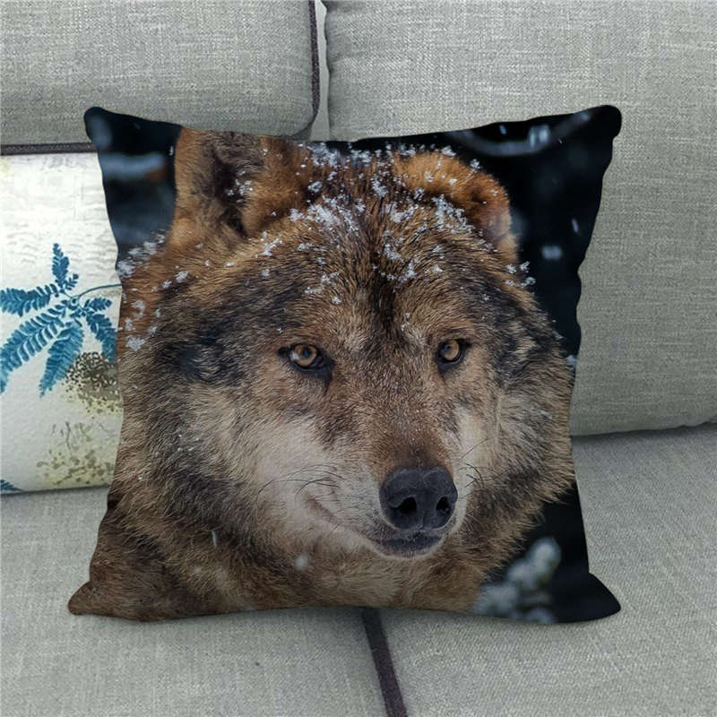 Poszewki na poduszki okrutna bestia wilk poduszka w kształcie zwierzęcia pokrywa 45x45cm dekoracja salonu domu pościel/bawełna poszewka na poduszkę Decor