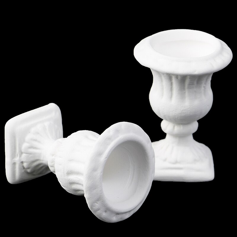 2pcs White Flower Pot Child Puzzle Doll House Miniature 1:12 Model Miniature Dollhouse Furniture DIY Garden Exterior Decoration