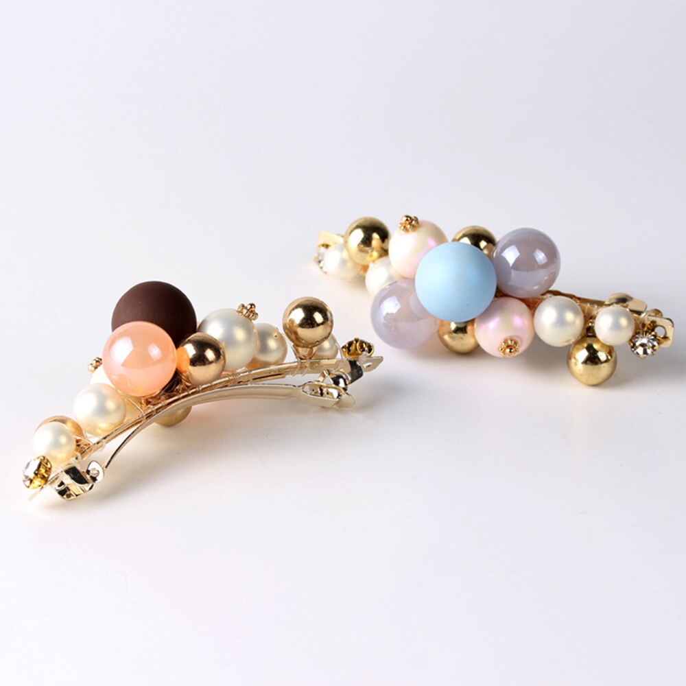 Geometric Hairpin - Imitation Pearl & Rhinestone - Trendy Korean Sweet Style - Women's Hair Accessories