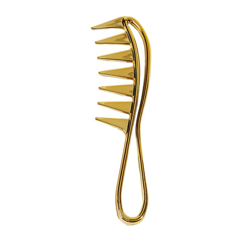 Peluquería, peluquería, peine ancho de diente grande, peine suavizante, cabeza de aceite para el hogar, peine hueco para hombres y mujeres, peine de estilismo, accesorio de peluquero: Oro
