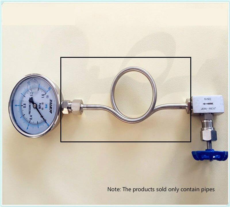 Tubo manómetro de 1/2 pulgadas, tubo amortiguador de acero inoxidable 304, Conector de manómetro de 90 y 180 grados, accesorio de tubería de codo