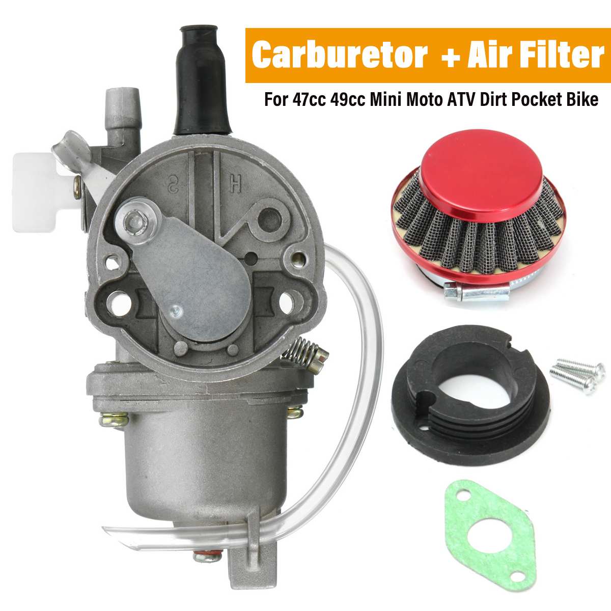 Motorfiets Carburateur Carb Luchtfilter Montage Voor 43cc 47cc 49cc Mini Moto Atv Dirt Voor Pocket Bike Metalen Rood