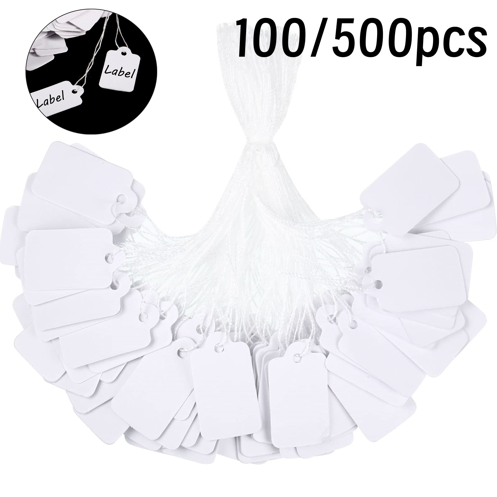 100/500 Stuks Lege Prijskaartjes Lege Kraftpapier Etiketten Met String Beschrijfbare Geregen Hang Label Voor Sieraden Kleding