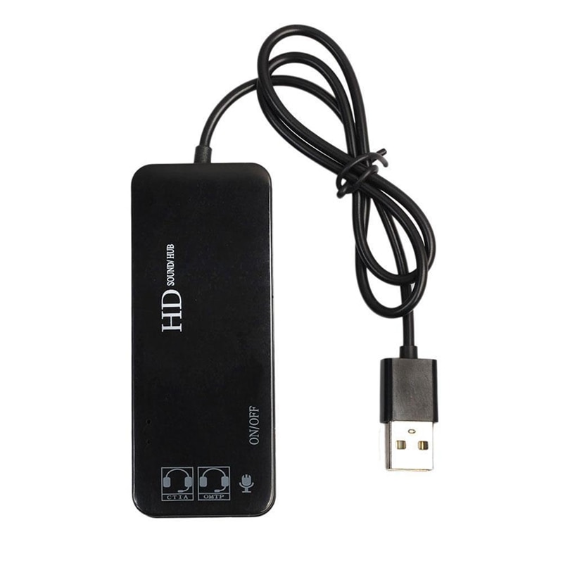 3 Port Usb 2.0 Hub External 7.1Ch Sound Card Headset Microphone Adapter For Pc Black: Default Title