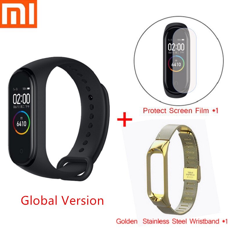 Versione globale Xiaomi Mi Band 4 Smart Bracelet impermeabile Fitness Tracker Sport Smart Band schermo AMOLED Bluetooth smartband: Global Gold Set