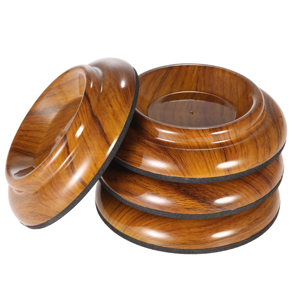 4 stuks ronde dubbele acryl staande piano wieltjes met palissandermotief en eva antislipmat