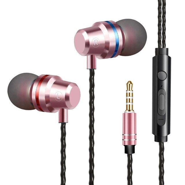 In-Ear Wired Oortelefoon 3.5Mm Oordopjes Koptelefoon Muziek Sport Gaming Headset Met Microfoon Voor Iphone Xiaomi Samsung Huawei stereo: Roze