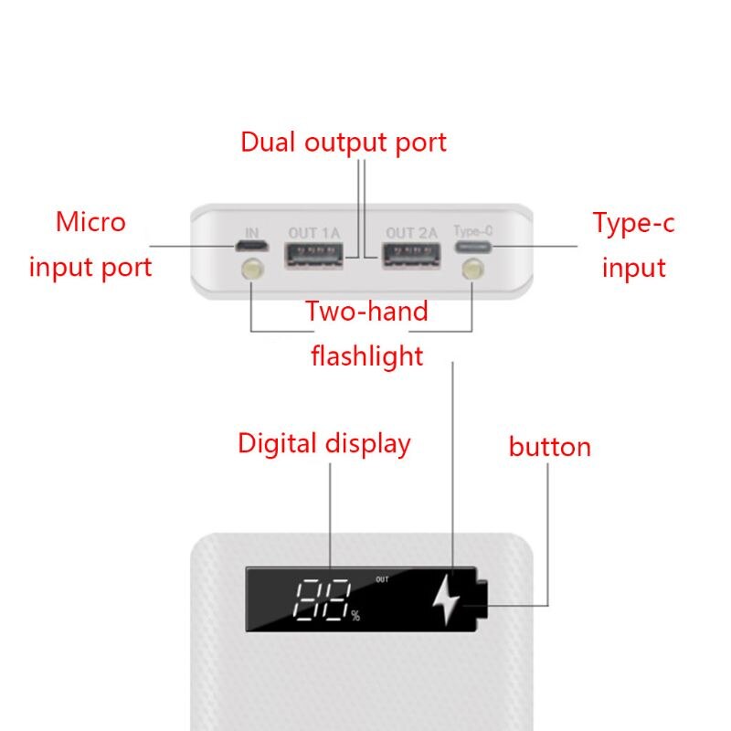 LCD Display DIY 10x18650 Battery Case Power Bank Shell Charger Box Accessories