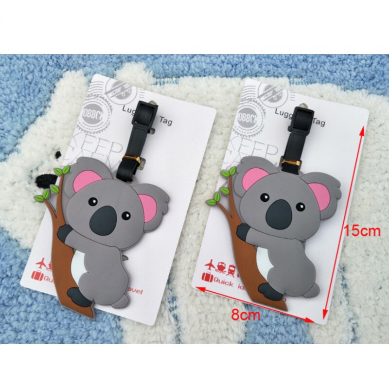 Mignon valise étiquette à bagage dessin animé Koala ID porte-adresse étiquette à bagages Gel de silice Identifier accessoires de voyage