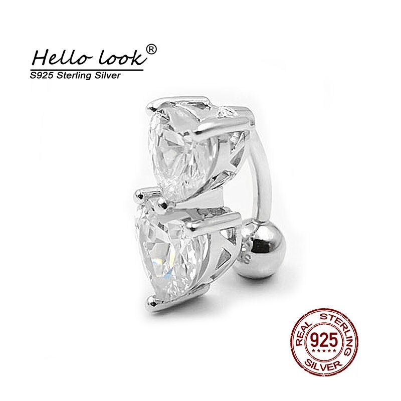 Hellolook 925 Sterling Zilveren Navel Prijzen Dubbele Kubieke Zirkoon Navel Ring Navel Nagel Sexy Body Piercing Sieraden: Bar Length 6mm