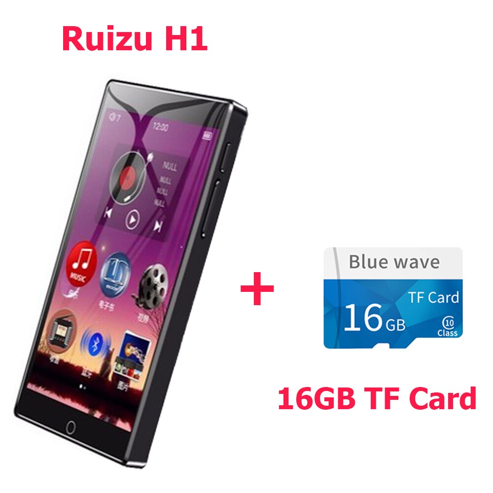 RUIZU H1 MP3 Player Bluetooth 8GB Music Player 4.0" Full Touch Screen Built-in Speaker Support FM Radio Recording Video E-book: Add 16G TF Card