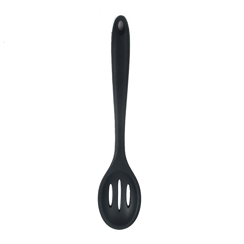 Silicone Spatula Turner Slotted spoon Ladle Spoon Spoon Spatula Spooula Spatula Basting brush Food Tongs Silicone Kitchenware: Black Slotted Spoon