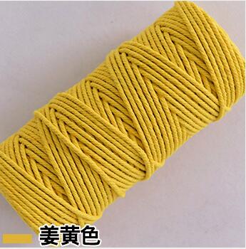 Kleurrijke Zachte Katoen Twisted Cord Macrame Touw Craft Artisan String DIY Handgemaakte Koppelverkoop Draad Koord Touw: YELLOW