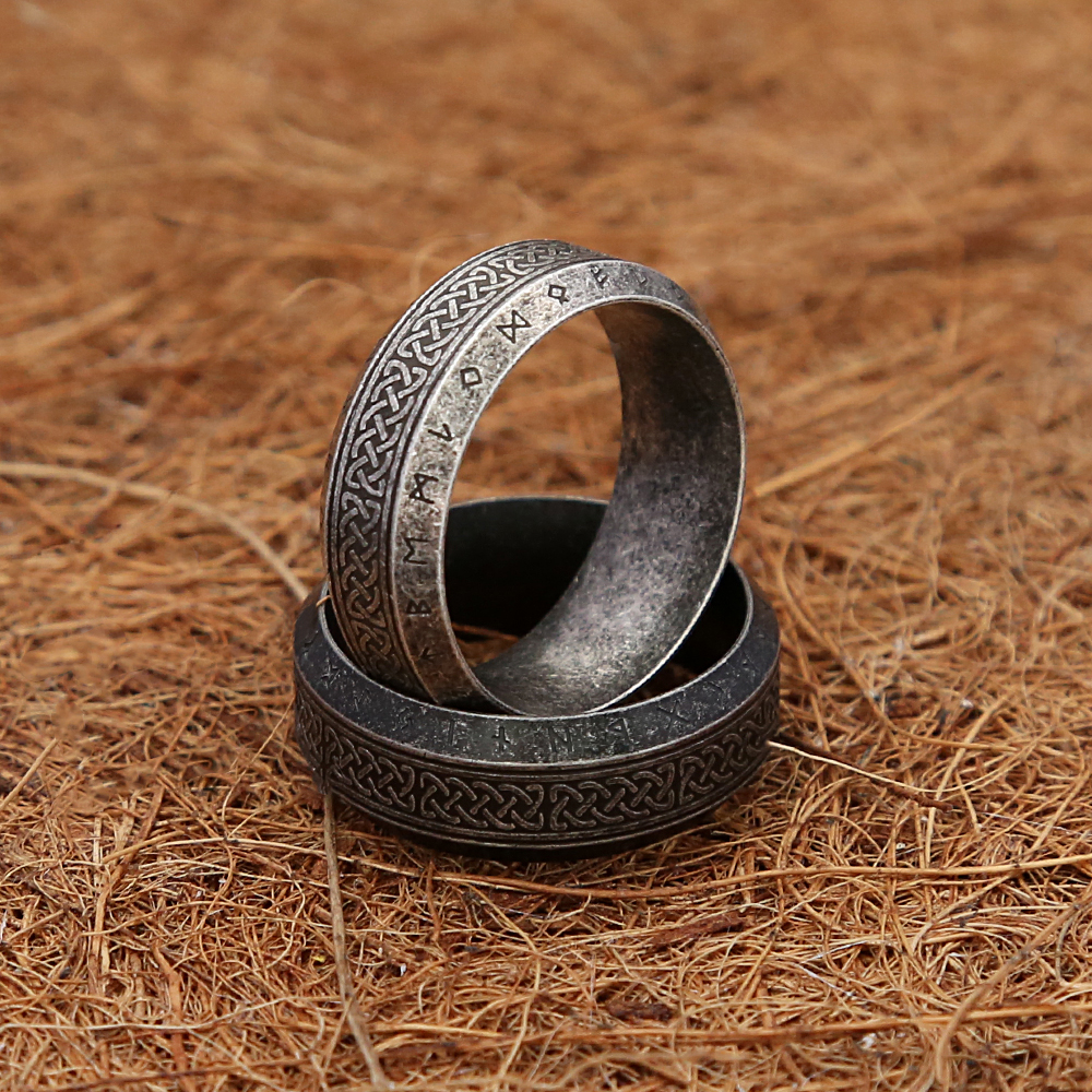 Vintage enkel vikinga runring för män och kvinnor rostfritt stål nordiska keltiska knutringar par amulettsmycken