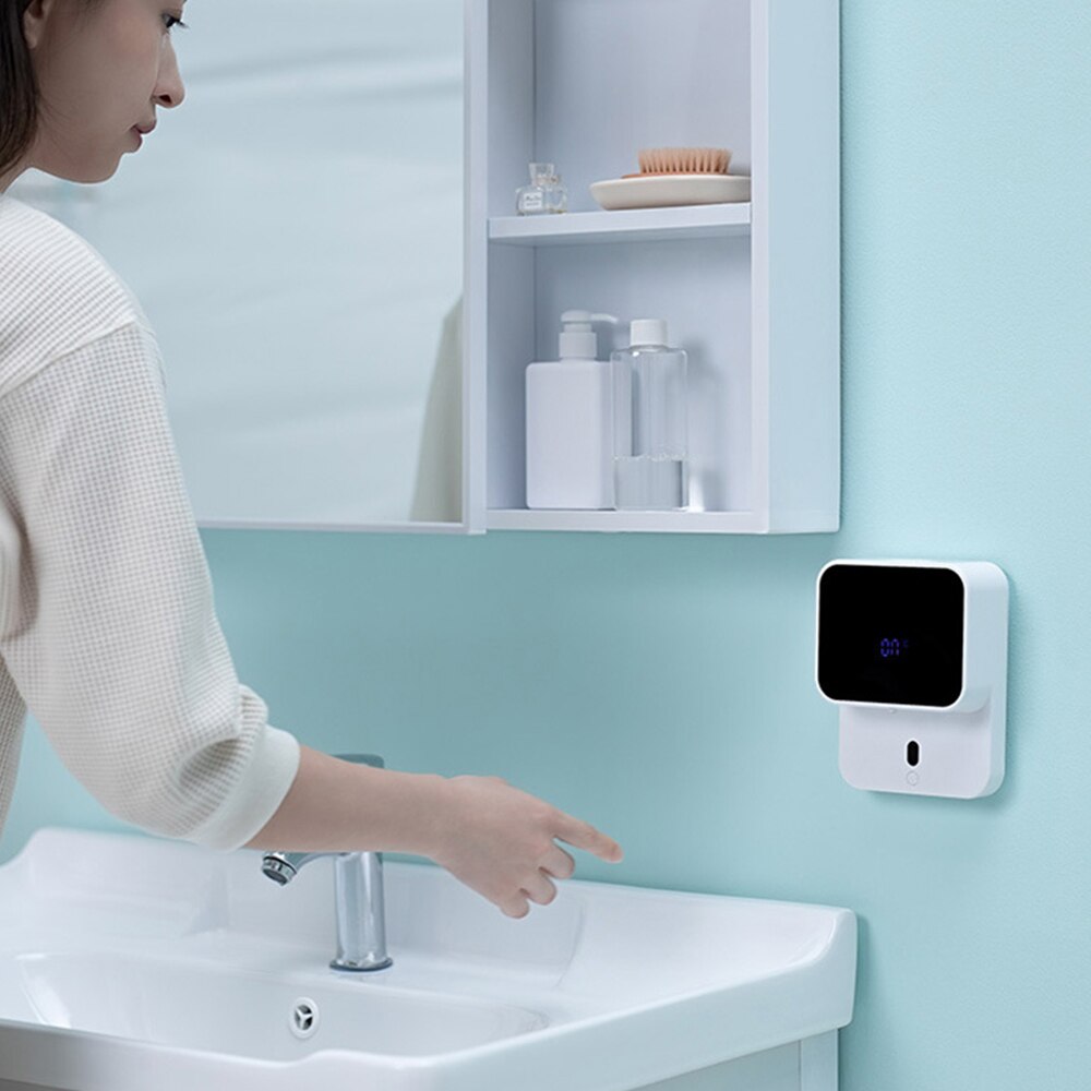 Wall-Mounted Automatic Sensor Soap Dispenser LED Display Smart Sensor Household Thermometer Foam Soap Dispenser For Home Mall WC