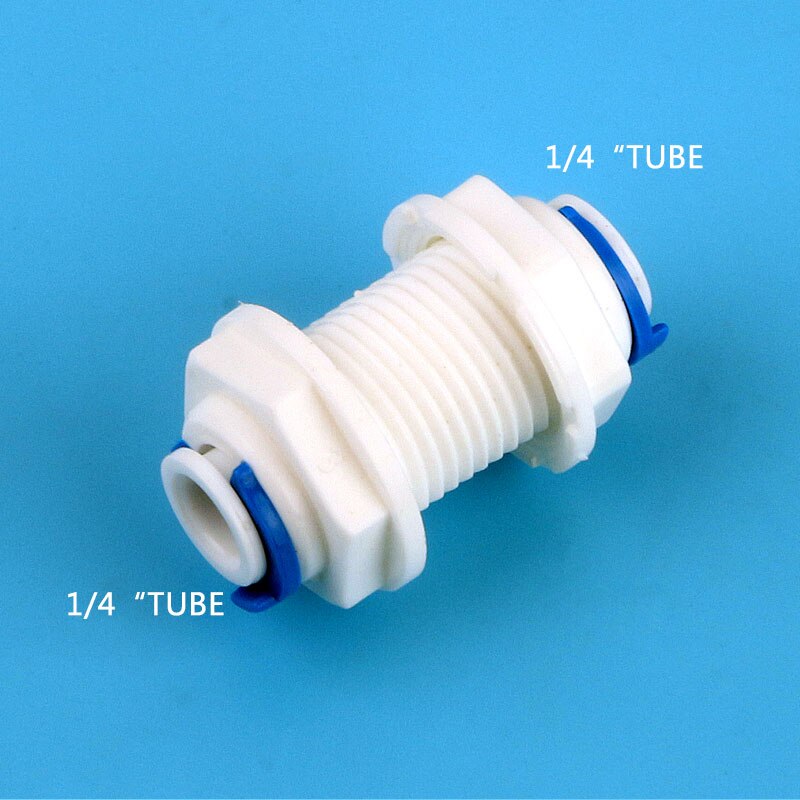 1/4" (6.35mm） OD Tube Pipe Straight Bulkhead Fittings Quick Connector Division Plate Reverse Osmosis System Through Plate Joint