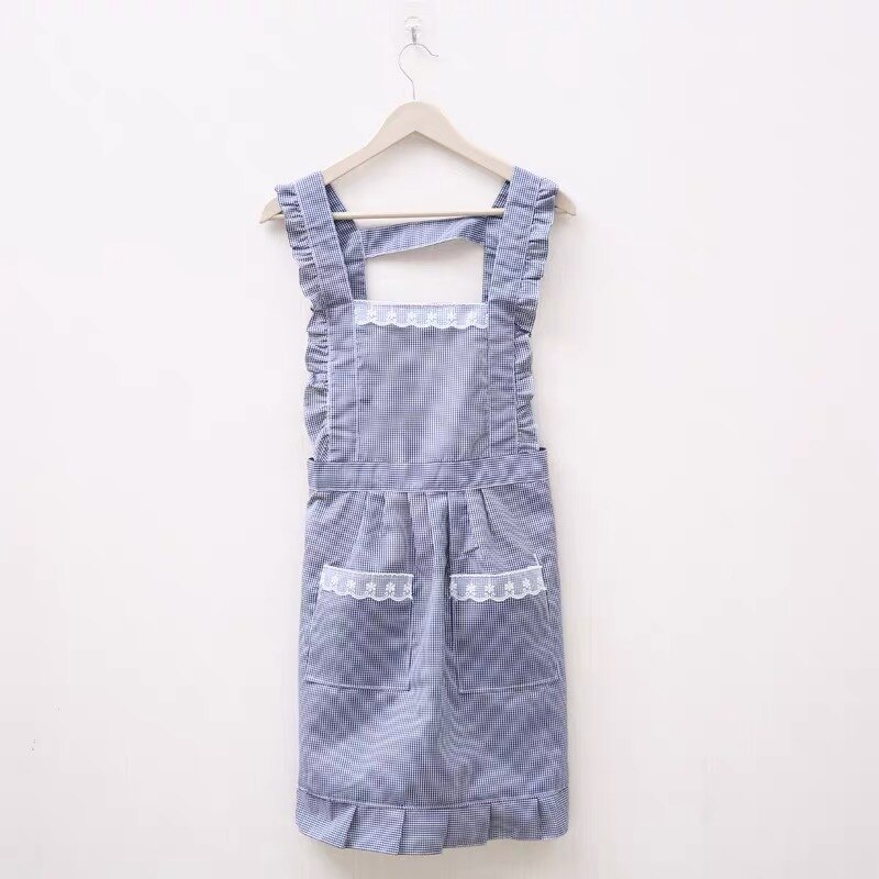 Delantal impermeable de estilo coreano para niña y mujer, uniforme a prueba de grasa, estilo Lolita, ropa de niñera de cocina, color rosa: Blue