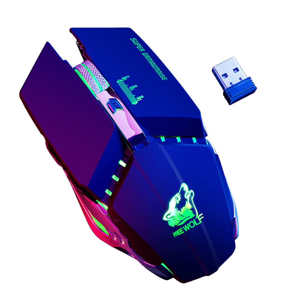 2.4GHz Draadloze Mute Oplaadbare Muis LED 7 Kleur Ademen Backlit 1600DPI Mechanische Gaming Muis Gamer voor PC Laptop мышь
