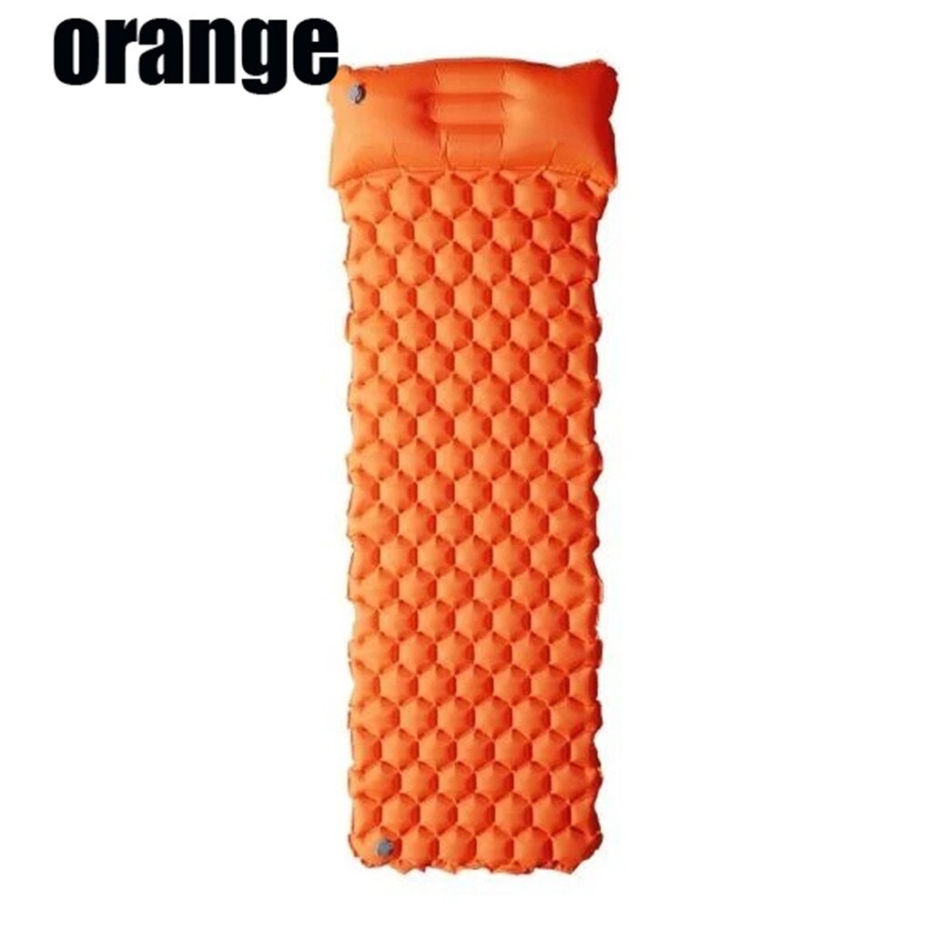 innovative sleeping pad fast filling air bag camping mat inflatable mattress with pillow life rescue 510g Nylon cushion pad#g3: Orange