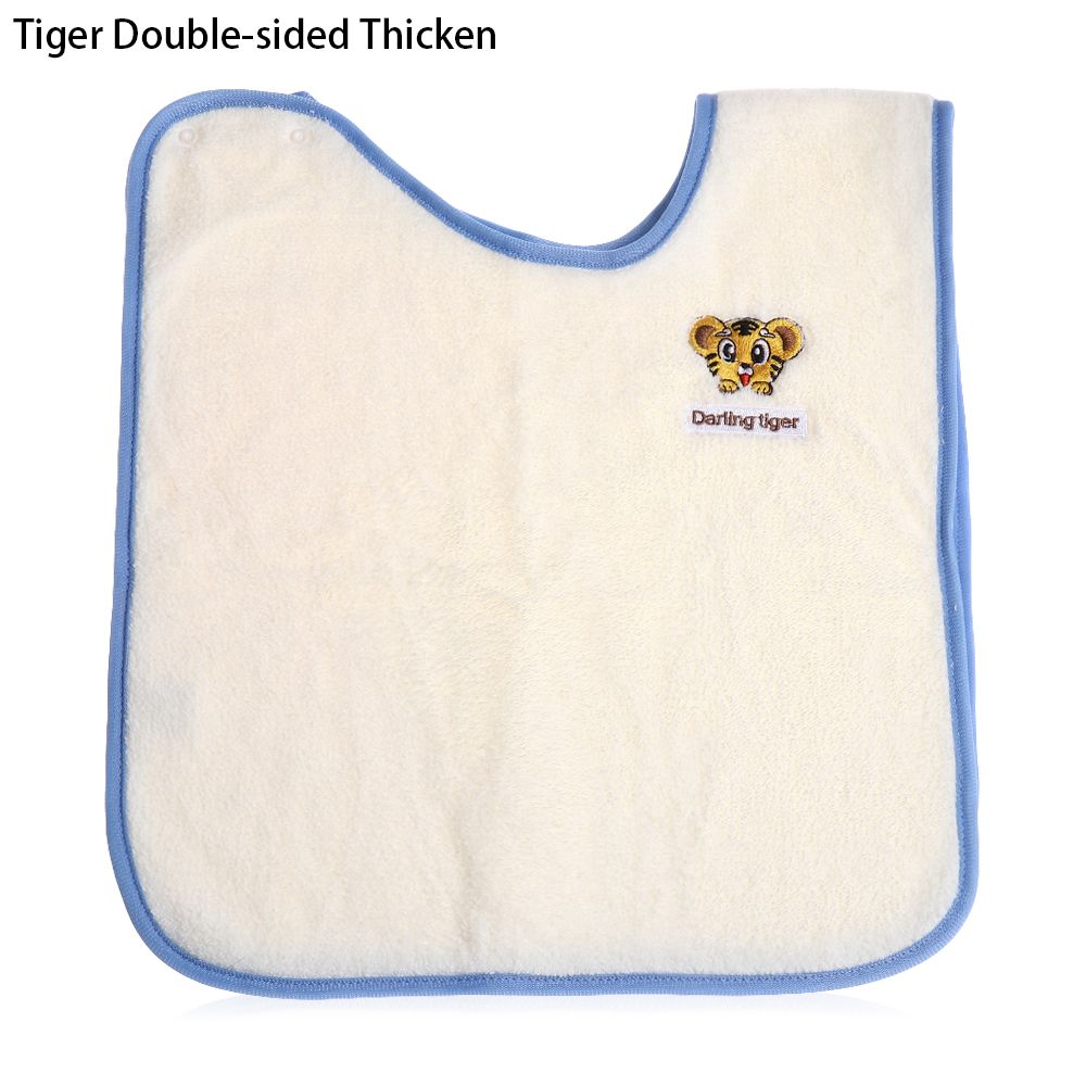 Scarf Bandana Cartoon Embroidery Double Sided Thicken Portable Baby Stuff Baby Bibs Newborns Burp Cloths Wash Towel: Tiger Double-sided