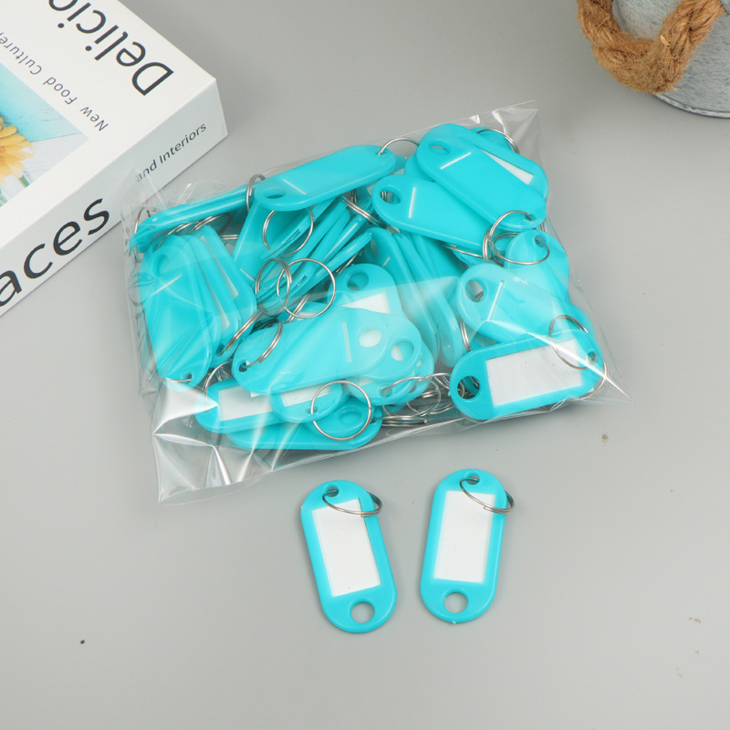 10-50 stks/partij Sterke Plastic Sleutel Tags met Split Ring Label Venster voor DIY Sleutelhanger Kit Genummerde Naam bagage Bagage Tags: 6 cm / WHITE