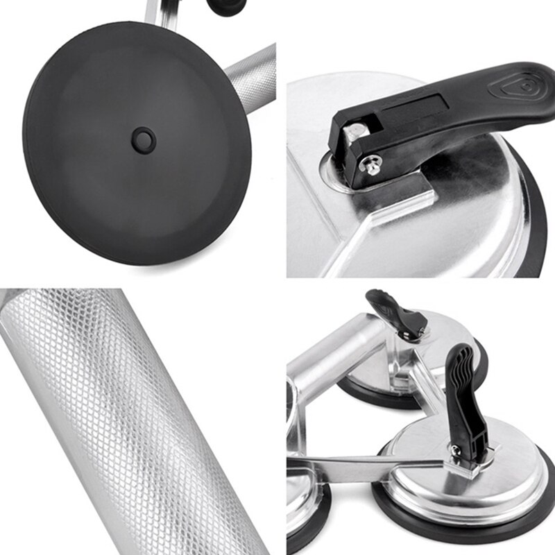 ! kraftig tredobbelt låsende sugekoppude, aluminium 3 plader håndvakuumløfter til fliser & glas & granit, vandret handling