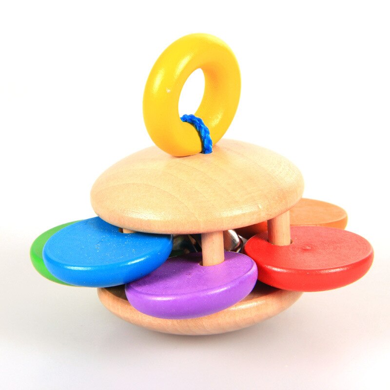 4 verschiedene bunte babyrasseln aus holz, handrasseln für kleinkinder, puzzlespielzeug für babys ab 0-1-2 jahren: Schwarz
