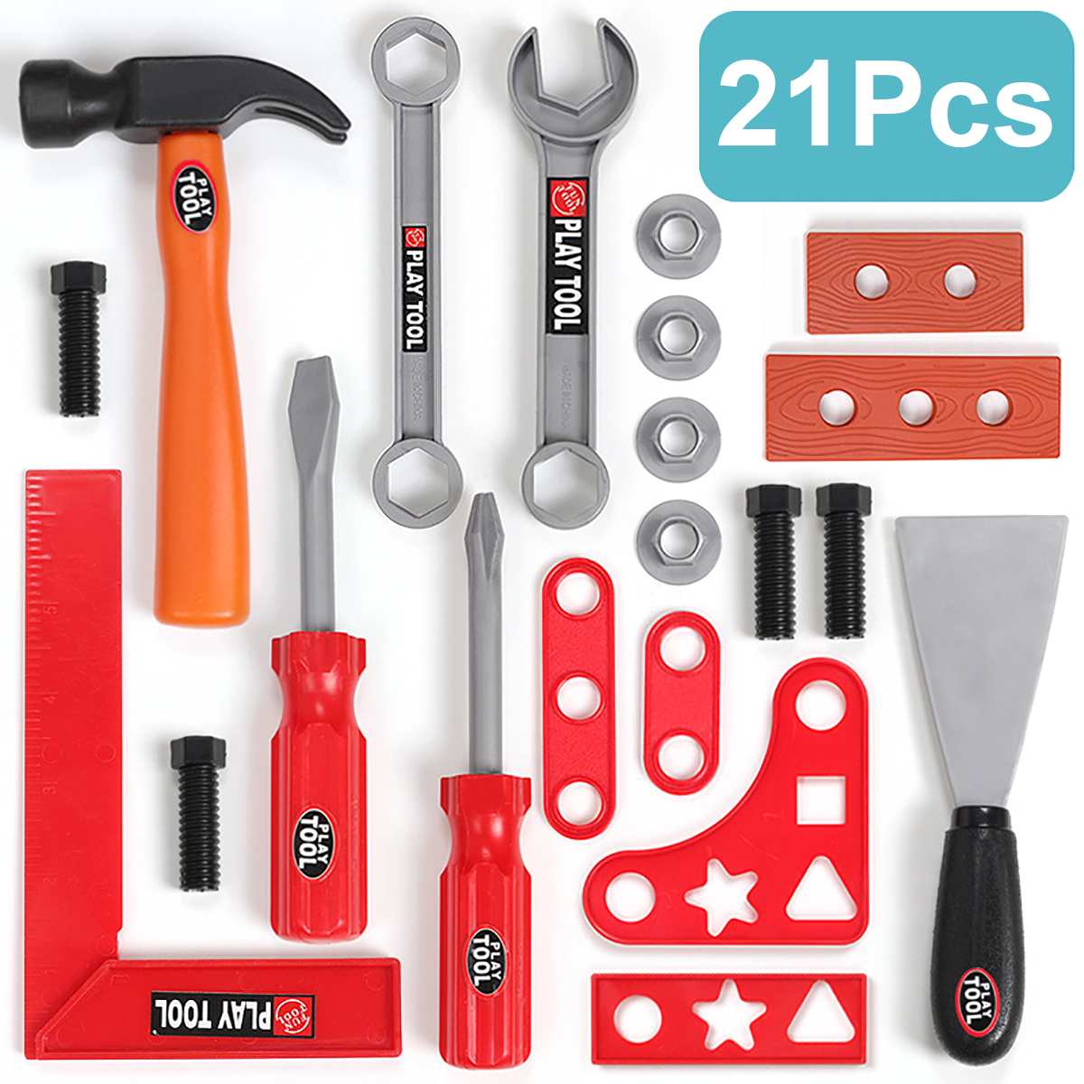 freundlicher Werkzeugkasten Ingenieur Simulation Reparatur Werkzeuge Spielzeug Ax Zimmerei Bohrer Schraubendreher Reparatur Bausatz Spielen Spielzeug einstellen für freundlicher: 21Stck einstellen