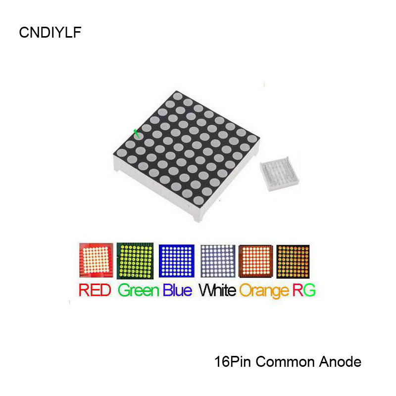 Volle Farbe 3mm LED Dot Matrix Display 16 Pin Gemeinsame Anode 2 teile/los, Rot, grün, Blau, Orange, Weiß, RG Verfügbar