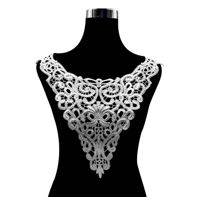 3D hermosa flor negra tela encaje cinta cuello bordado adornos apliques tela parches de costura vestido: b-1pcs