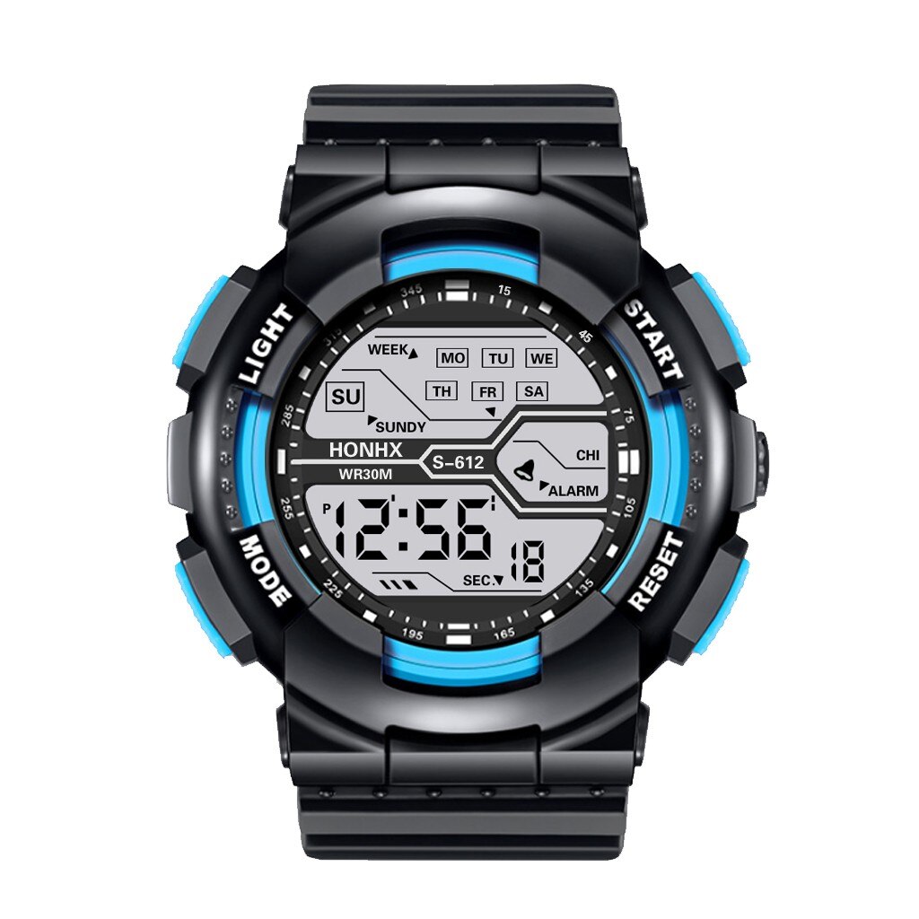 Wasserdicht männer Junge LCD Digital Stoppuhr Datum Gummi Sport Armbanduhr Kühle Licht Männer Sport Uhr hoch-ende Silikon: Himmel Blau
