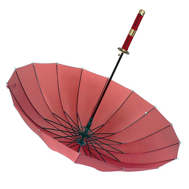 Japansk ninja-lignende paraply samurai sværd mænd store paraplyer regn kvinder vindtæt langt håndtag sombrilla automatico åben: Vinrød 16k