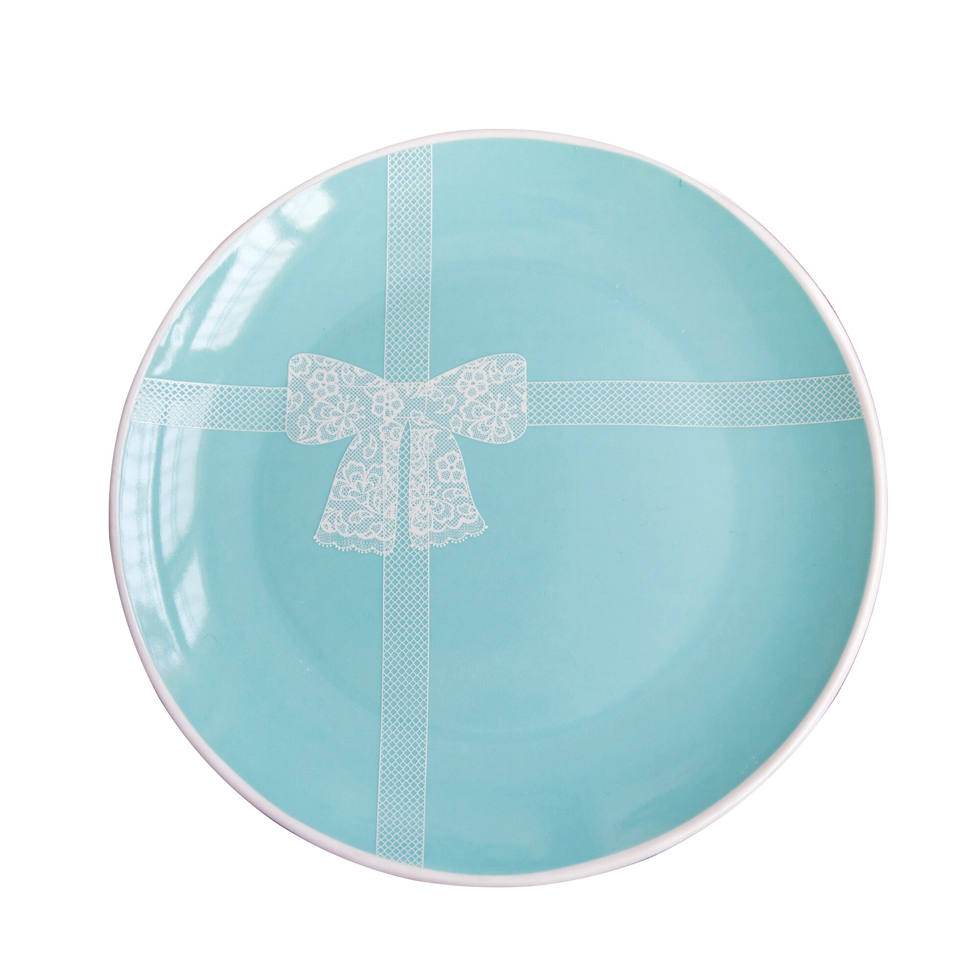 Blau spitze bogen-knoten Rosette Knochen China flache platte tiefe schüssel platte Weiß porzellan Hochzeit Geburtstag Präsentieren