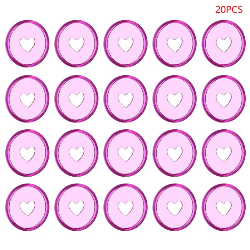 20 piezas-anillas transparentes para archivador de corazones, hojas sueltas con agujero De Seta, disco para cuaderno, 35mm, K1AB: Púrpura