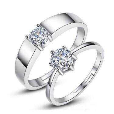 Zirkon Einstellbare silber farbe Paar Hochzeit Ringe für Frauen und Männlichen Strass Engagement Ring für Paar: 12