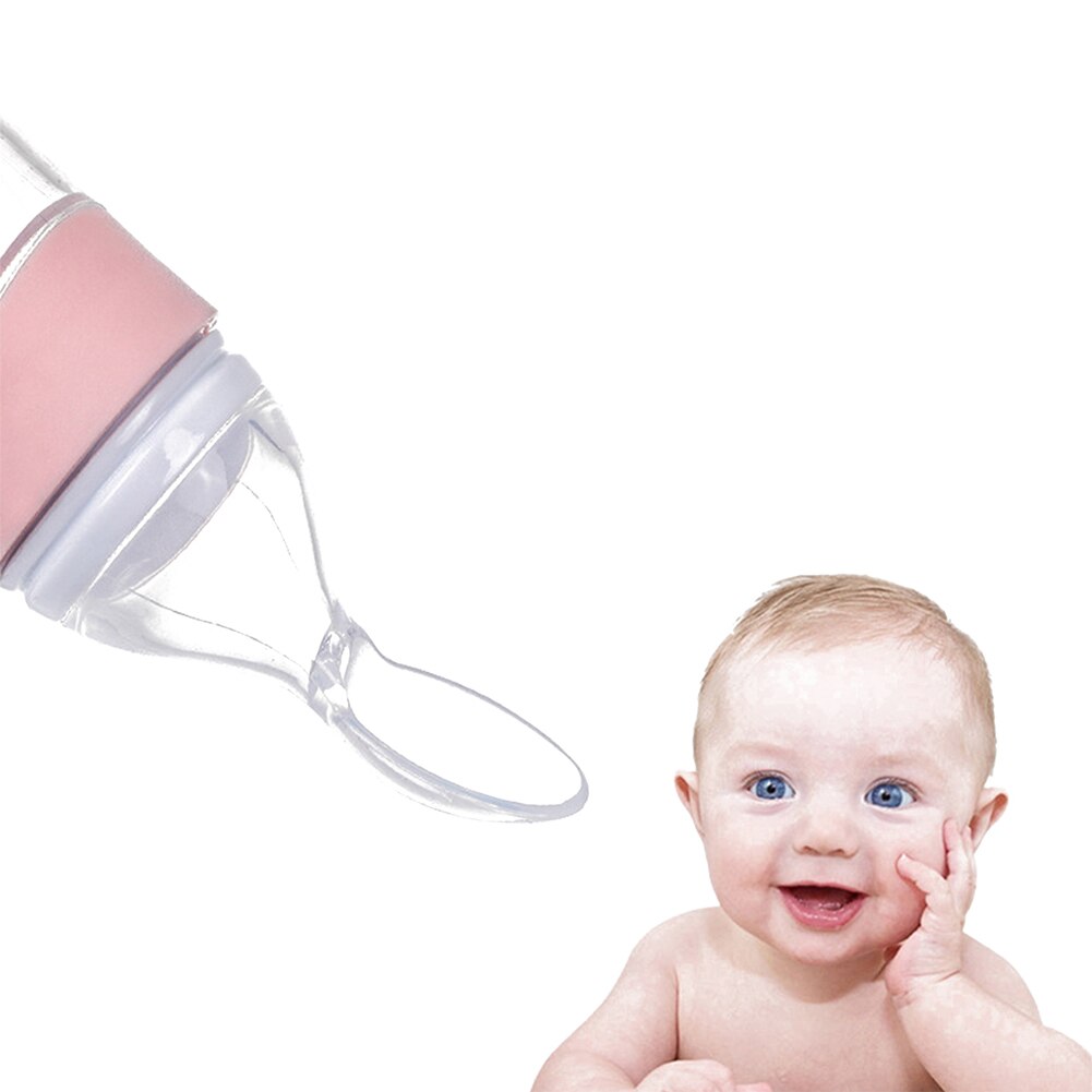 Cuchara dispensadora de alimentos para bebé, botella alimentadora con cuchara de alimentación, silicona segura para la salud, 90ML de capacidad