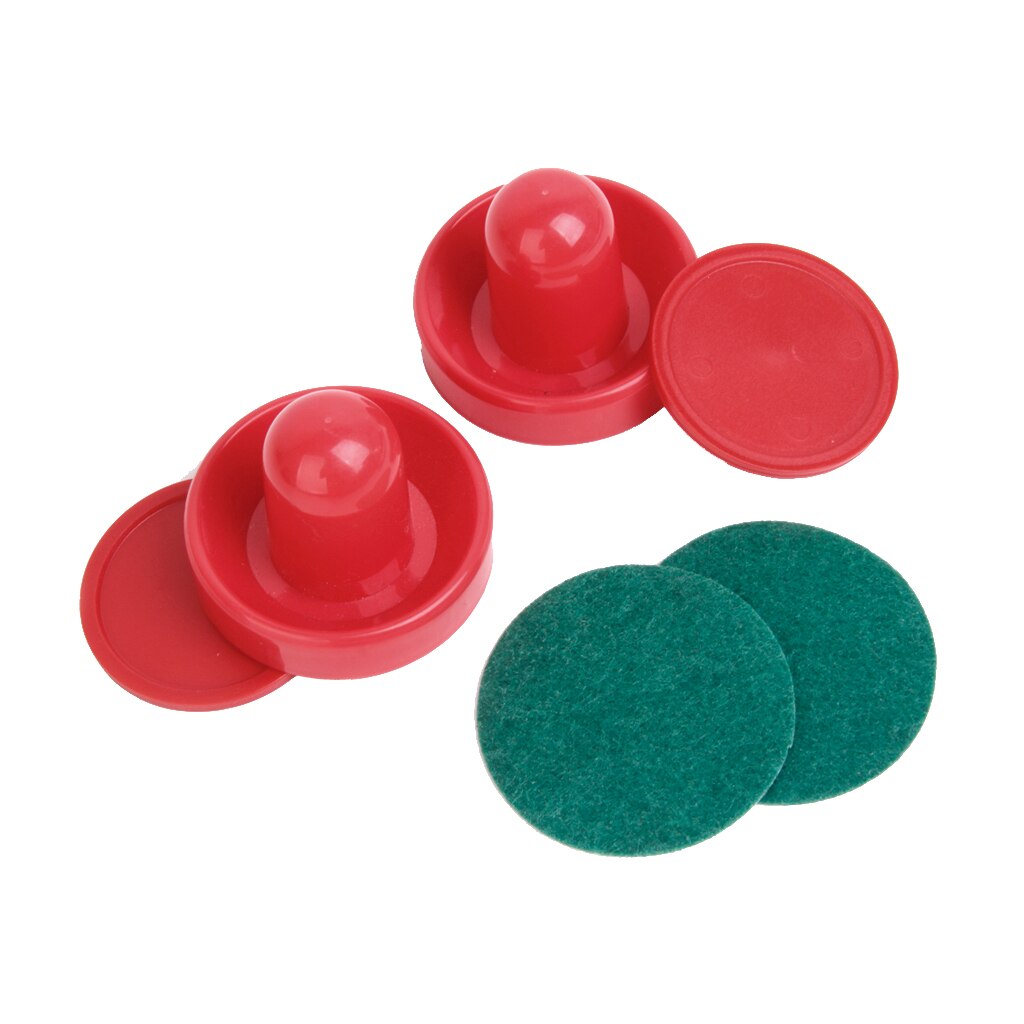 Set of 4 Air Hockey Pucks and Paddles Replacment - 2 Pucks 2.5 inch + 2 Slider Pushers - Red, Game Tables Equipment Accessories