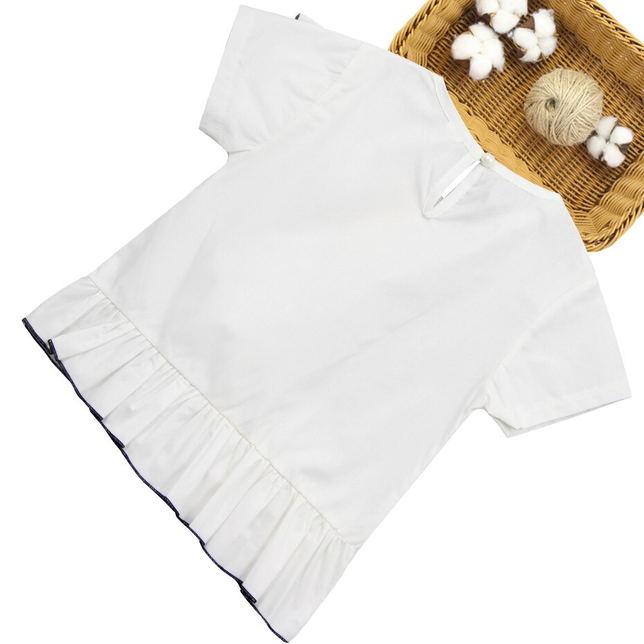 Ragazze Camicetta Patchwork Camicetta dei bambini Per La Ragazza dei bambini in Bianco Camicette Per Le Ragazze sacchetto di Scuola di Stile Casual Uniforme Per Le Ragazze