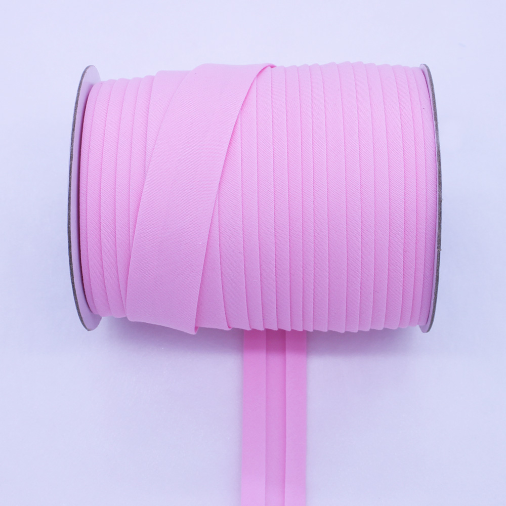 Poliéster/algodón 1 "25mm T/C cinta al polarización vinculante cinta de una sola pliegue Color sólido para costura y recorte de prendas DIY 50 yardas/rollo: Rosa