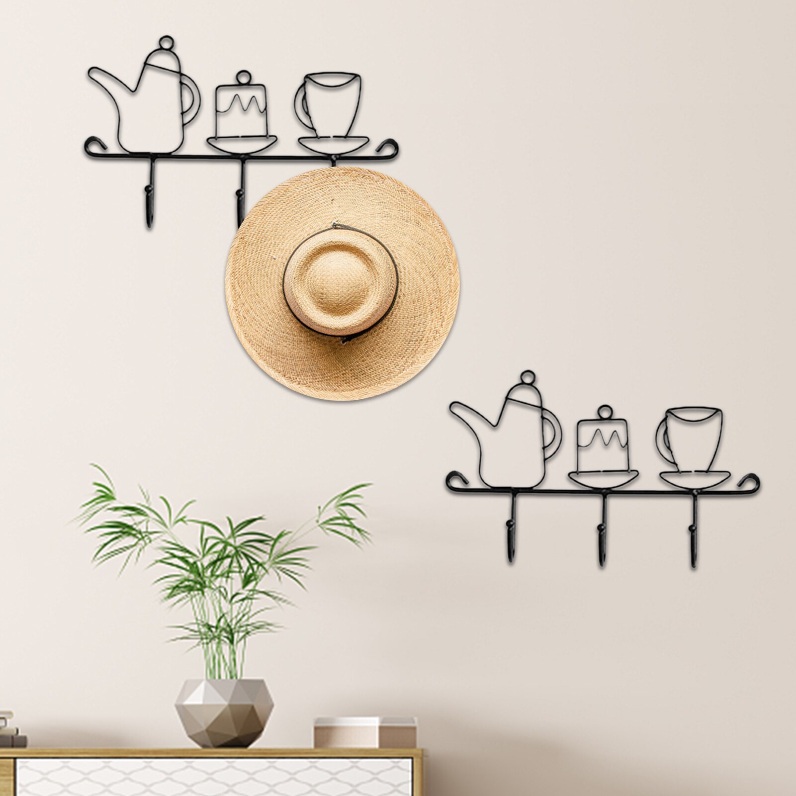 Key Holder Wall Mounted 3 Hook Key Rack Organizer Purse Hanger Cast Iron Shelf Hanging Hooks Mount Rack Home Decor