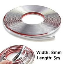 8mm*5m Chrome Car Styling Moulding Strip Trim Cover Tape Soft PVC With Chrome Polished