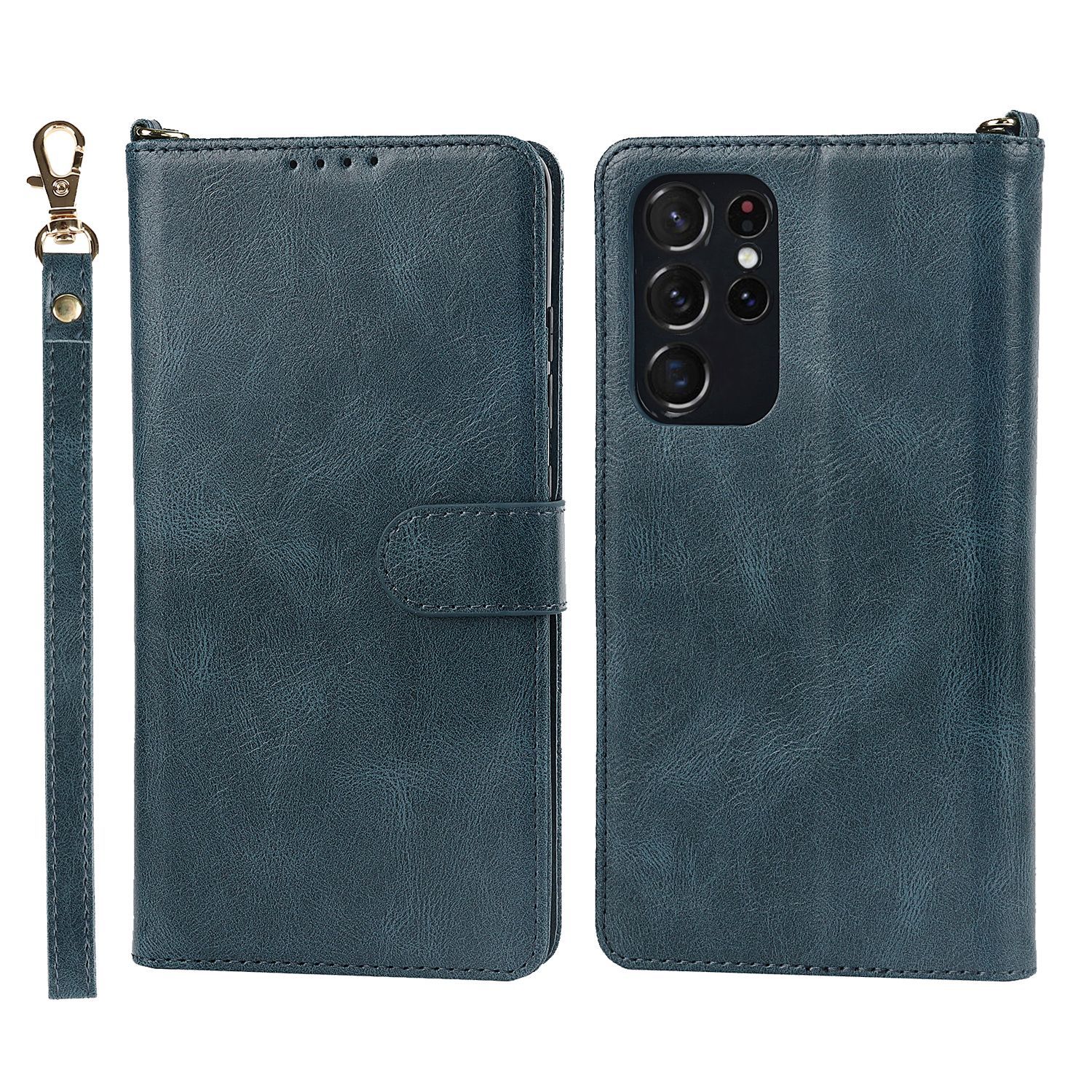 Voor Samsung S21 Ultra 5G S Pen Spen S-PEN Stylus Flip Case Mobiele Telefoon Shell S21Ultra Wallet Cover Holster slot: royal blue