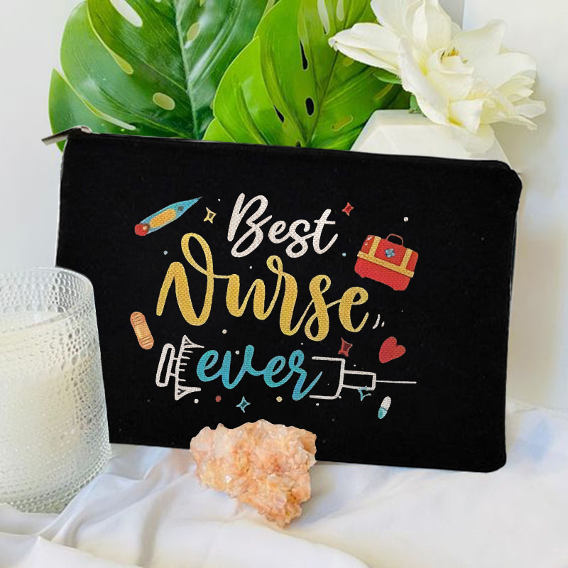 1pc Nurse Makeup Bags,Nurse for Women,Nurse Cosmetic Bags With Zipper,Nurse for Nursing Student,Student Nurse: Beige