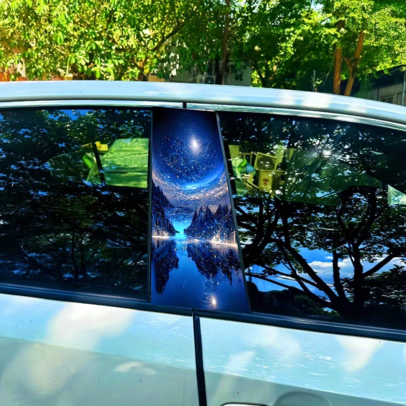 2PC Blue Galaxy en Moonlight Scenic Autosticker Waterdicht Krasbestendig B-stijl Beschermfolie Geschikt voor alle modellen