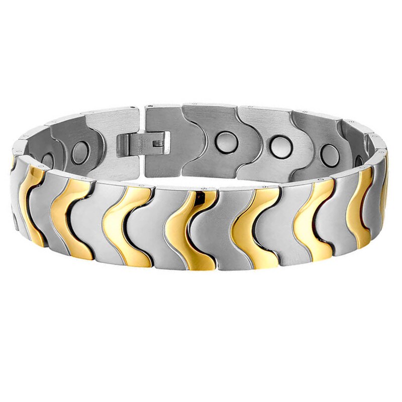 Männer&#39;s magnetisch Armband Hand Kette die Gesundheit Energie Armband Charme männlich Titan Pro Männer Schmuck Vater&#39;s: Silber- Gold