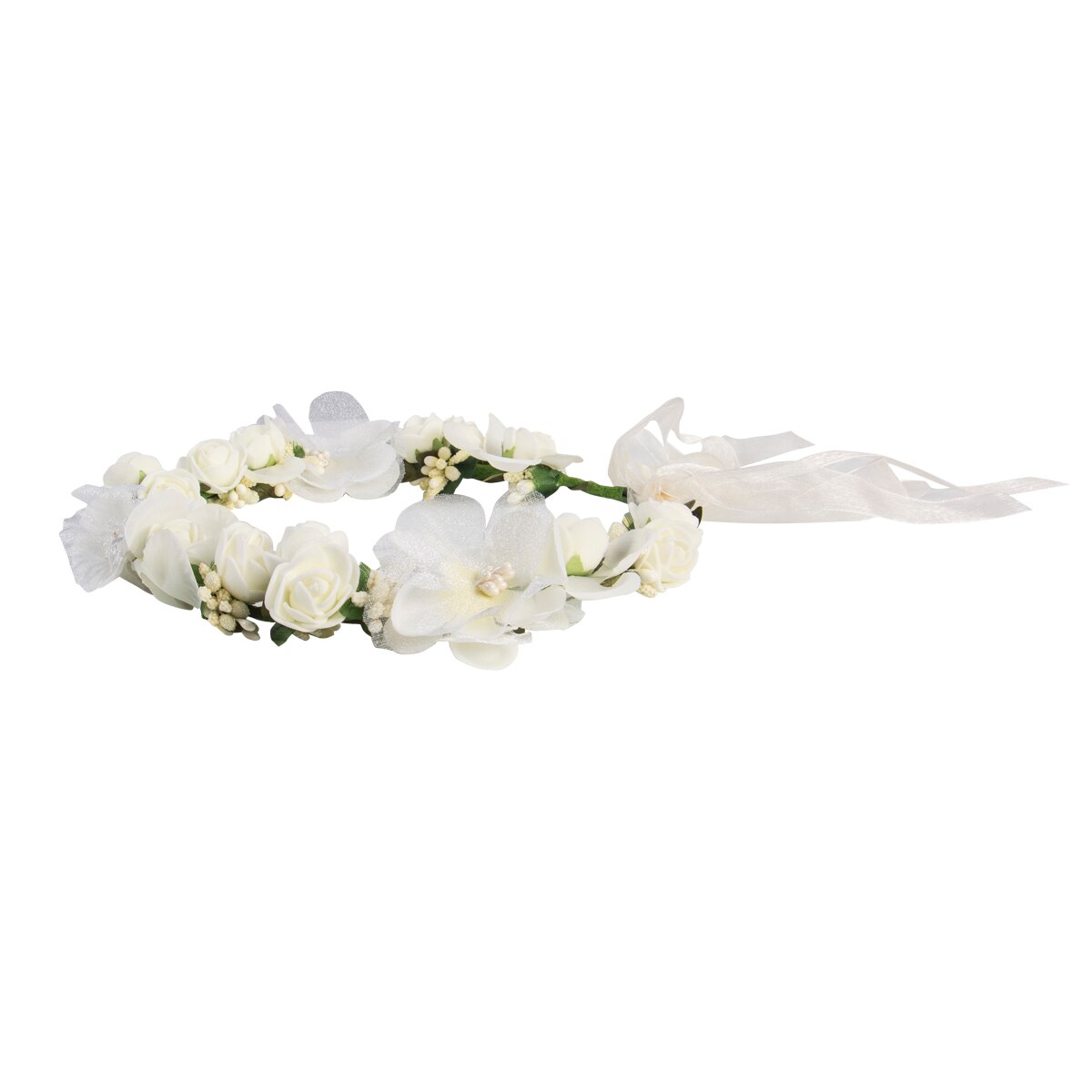 Pige krone blomstermotiver rose blomst rundt pandebånd hårbånd bryllup hår krans hovedstykke dekorationer: E