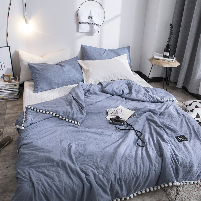 Sommer Decke Frische Rosa Patchwork Decke NäHenne Kleine Kugeln Bettdecke Weiche Bettdecke Solide Bett Abdeckung